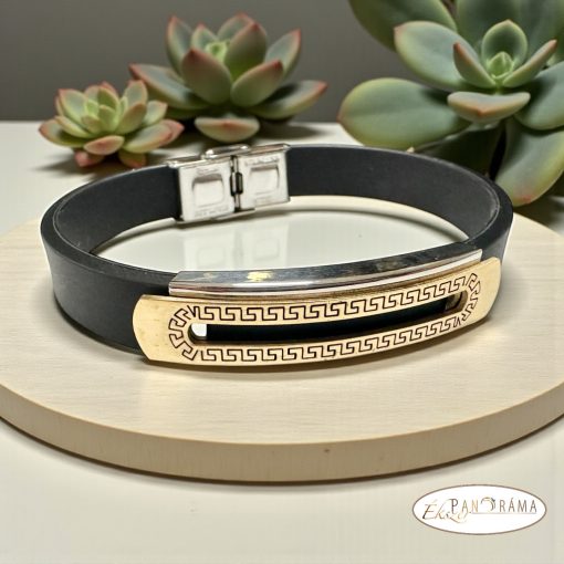 Férfi nemesacél kaucsuk karkötő - Elton