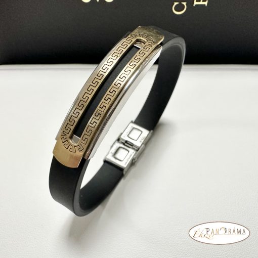 Férfi nemesacél kaucsuk karkötő - Elton