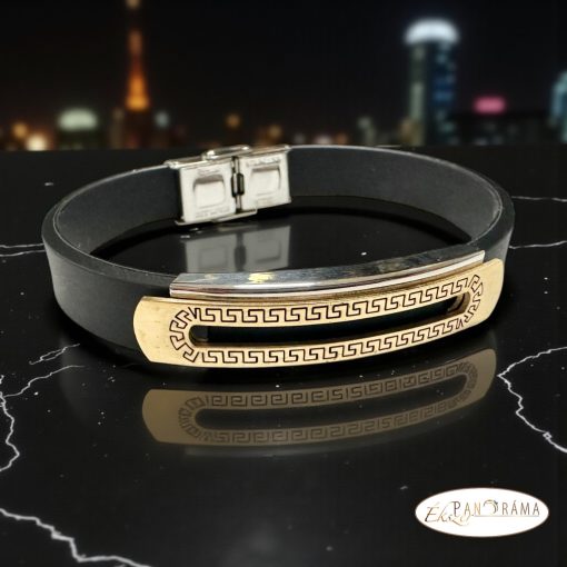 Férfi nemesacél kaucsuk karkötő - Elton