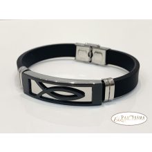 Férfi nemesacél kaucsuk karkötő - Fish