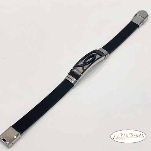 Férfi nemesacél kaucsuk karkötő - Fish