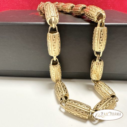 Nemesacél, aranyozott Férfi Nyaklánc barakk - Zeus 12