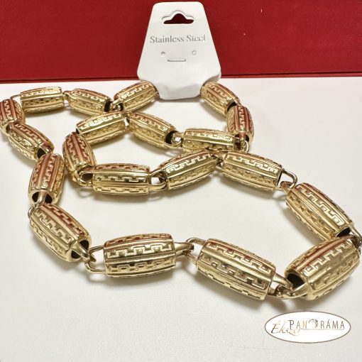 Nemesacél, aranyozott Férfi Nyaklánc barakk - Zeus 12