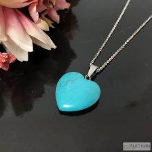 ÁSVÁNYKŐ szív medálos NYAKLÁNC  - türkiz