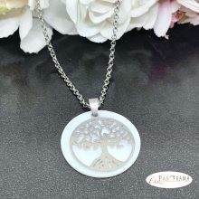 Nemesacél nyaklánc medállal - életfa