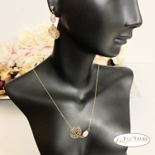  Nemesacél nyaklánc, fülbevaló szett - Gyöngy kagyló