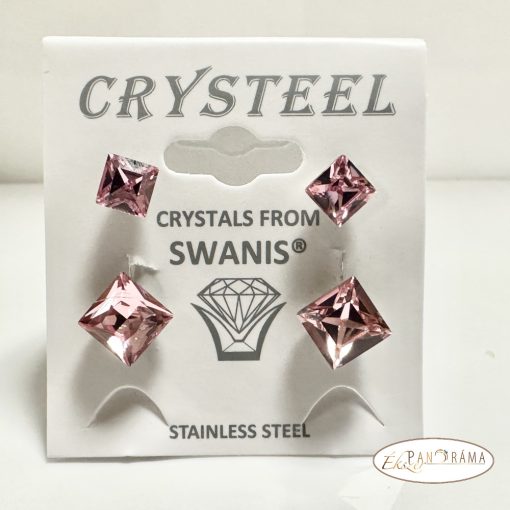 Páratlan Páros Eredeti kristályos, beszúrós, stiftes fülbevaló  -  Clara light rose