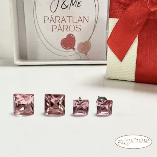 Páratlan Páros Eredeti kristályos, beszúrós, stiftes fülbevaló  -  Clara light rose