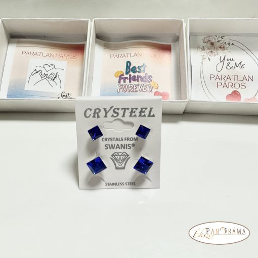 Páratlan Páros Eredeti kristályos, beszúrós, stiftes fülbevaló  -  Clara Majestic blue