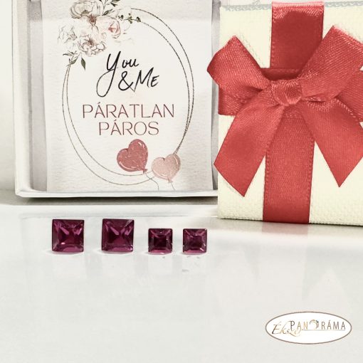 Páratlan Páros Eredeti kristályos, beszúrós, stiftes fülbevaló  -  Clara Fuchsia