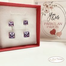 Páratlan Páros Eredeti kristályos, beszúrós, stiftes fülbevaló  -  Violet