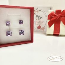 Páratlan Páros Eredeti kristályos, beszúrós, stiftes fülbevaló  -  Violet