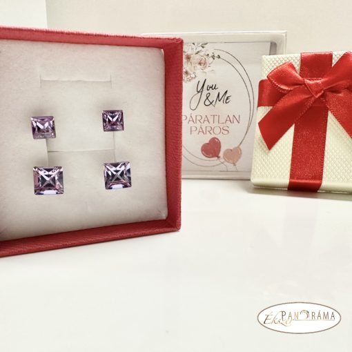 Páratlan Páros Eredeti kristályos, beszúrós, stiftes fülbevaló  -  Violet