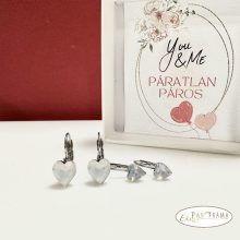 Páratlan Páros Eredeti kristályos, francia kapcsos fülbevaló  -  Love White opal