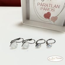 Páratlan Páros Eredeti kristályos, francia kapcsos fülbevaló  -  Love White opal