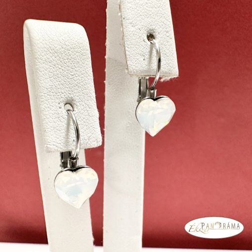 Páratlan Páros Eredeti kristályos, francia kapcsos fülbevaló  -  Love White opal