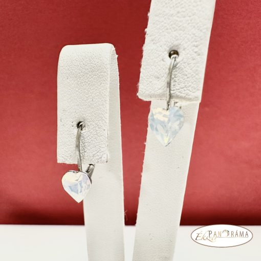 Páratlan Páros Eredeti kristályos, francia kapcsos fülbevaló  -  Love White opal