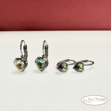 Páratlan Páros Eredeti kristályos, francia kapcsos fülbevaló  -  Love VM zöld