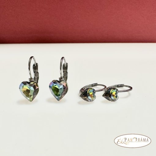 Páratlan Páros Eredeti kristályos, francia kapcsos fülbevaló  -  Love VM zöld
