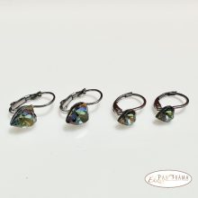 Páratlan Páros Eredeti kristályos, francia kapcsos fülbevaló  -  Love VM zöld