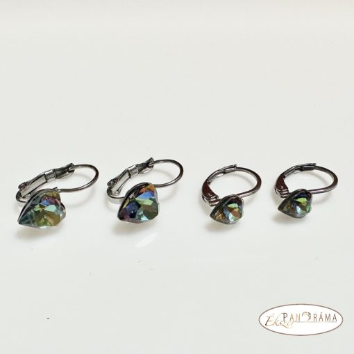 Páratlan Páros Eredeti kristályos, francia kapcsos fülbevaló  -  Love VM zöld