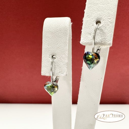 Páratlan Páros Eredeti kristályos, francia kapcsos fülbevaló  -  Love VM zöld