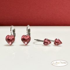   Páratlan Páros Eredeti kristályos, francia kapcsos fülbevaló  -  Love light fuchsia