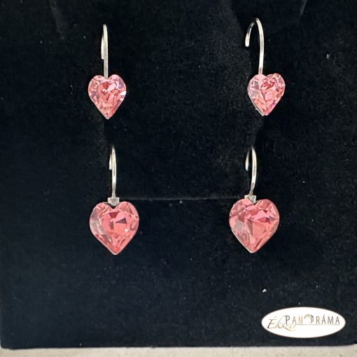 Páratlan Páros Eredeti kristályos, francia kapcsos fülbevaló  -  Love light fuchsia