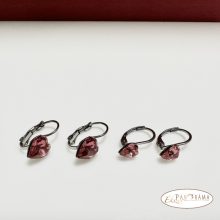 Páratlan Páros Eredeti kristályos, francia kapcsos fülbevaló  -  Love light fuchsia