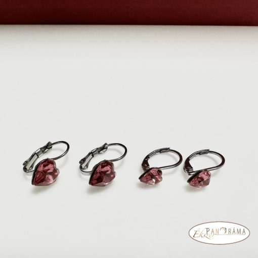 Páratlan Páros Eredeti kristályos, francia kapcsos fülbevaló  -  Love light fuchsia