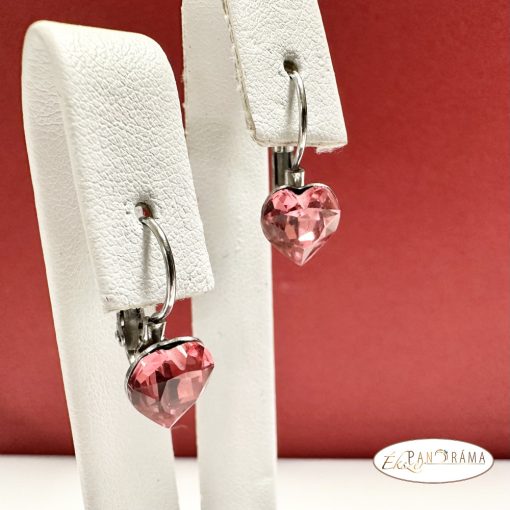 Páratlan Páros Eredeti kristályos, francia kapcsos fülbevaló  -  Love light fuchsia