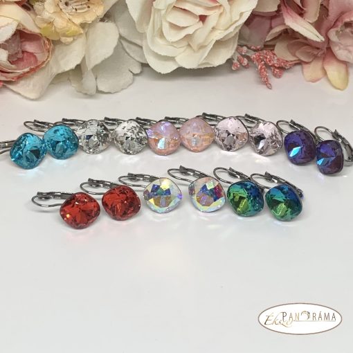 Swanis® párna kristállyal készült francia kapcsos fülbevaló- Dark aquamarine 12