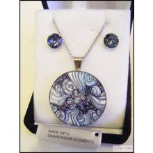 Swanis kristály nemesacél szett - Crysteel kék vintage