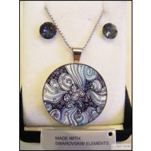 Swanis kristály nemesacél szett - Crysteel kék vintage