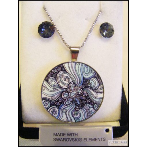 Swanis kristály nemesacél szett - Crysteel kék vintage