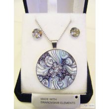 Swanis kristály nemesacél szett - Crysteel kék vintage