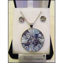 Swanis kristály nemesacél szett - Crysteel kék vintage