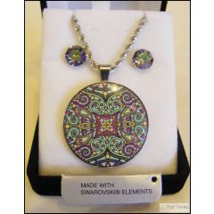   Swanis® kristály nemesacél szett - Crysteel  zöld-pink vintage