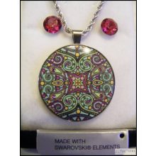 Swanis® kristály nemesacél szett - Crysteel  zöld-pink vintage