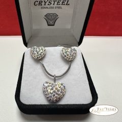   Swarovski kristály nemesacél szett - Crysteel Ragyogó szív AB