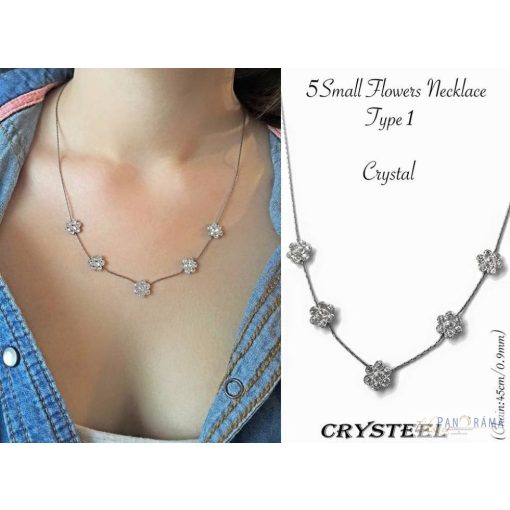 Swanis kristály nemesacél nyakék- Crysteel Small Flowers