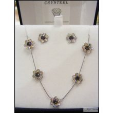 Swanis kristály nemesacél nyakék- Crysteel Small Flowers