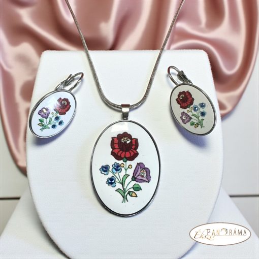 Eredeti Swanis® kristályos szett- Kalocsai francia kapcsos szett