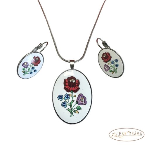 Eredeti Swanis® kristályos szett- Kalocsai francia kapcsos szett