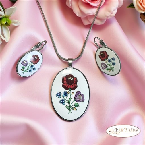 Eredeti Swanis® kristályos szett- Kalocsai francia kapcsos szett