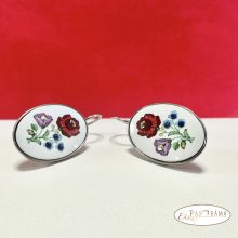 Eredeti Swanis® kristályos, francia kapcsos fülbevaló- Kalocsai fehér ovális