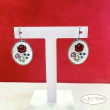 Eredeti Swanis® kristályos, francia kapcsos fülbevaló- Kalocsai fehér ovális