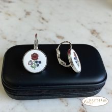 Eredeti Swanis® kristályos, francia kapcsos fülbevaló- Kalocsai fehér kerek