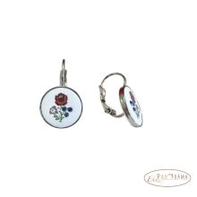 Eredeti Swanis® kristályos, francia kapcsos fülbevaló- Kalocsai fehér kerek