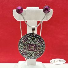 Swanis® kristály nemesacél szett - Crysteel  zöld-fuxia vintage